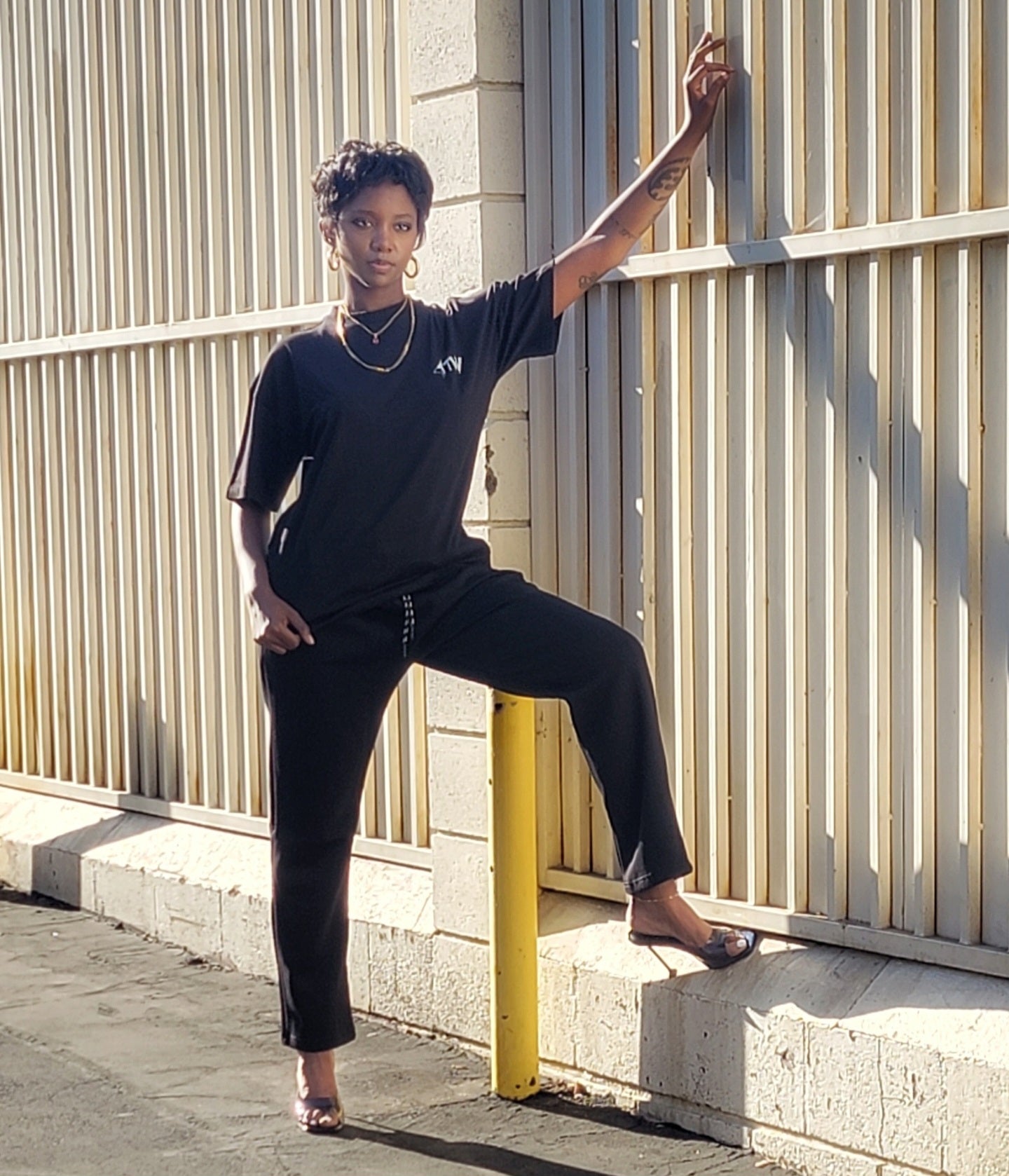 All-Weather Black Open Hem Pant